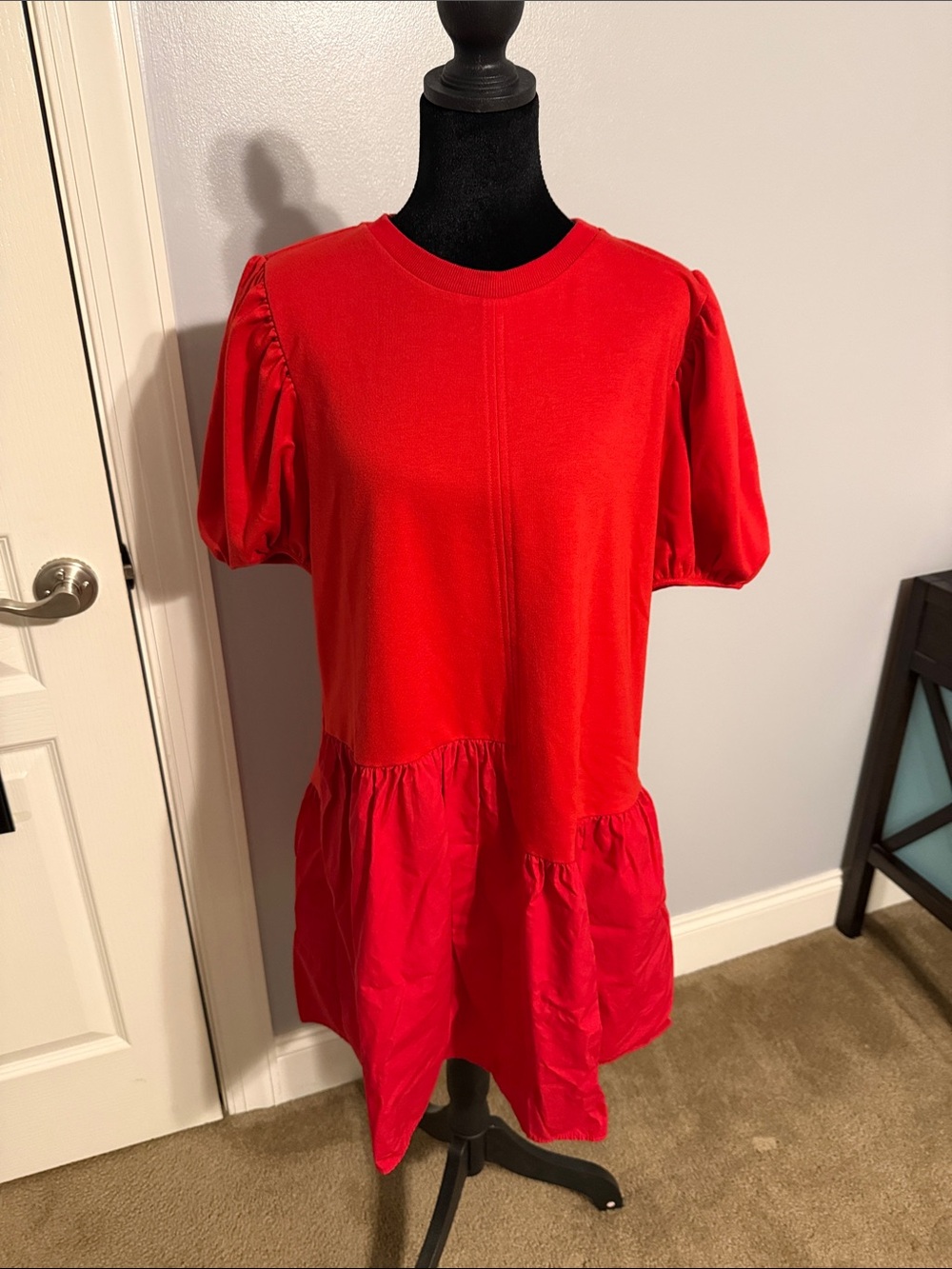 English Factory Bright Red Dress with Crew Neck